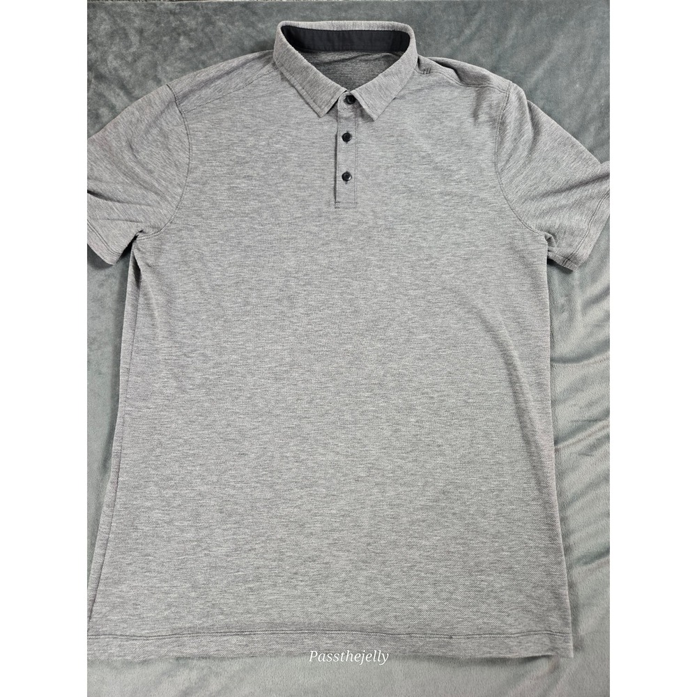 Lululemon Shirt Mens Large Polo‎ Outdoors Golf Lightweight Grey Tech Evolution